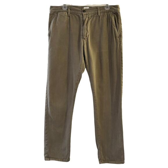 Flint and Tinder Slim Fit Men’s Chino Pant Size 34 Green Organic Cotton - Picture 1 of 8